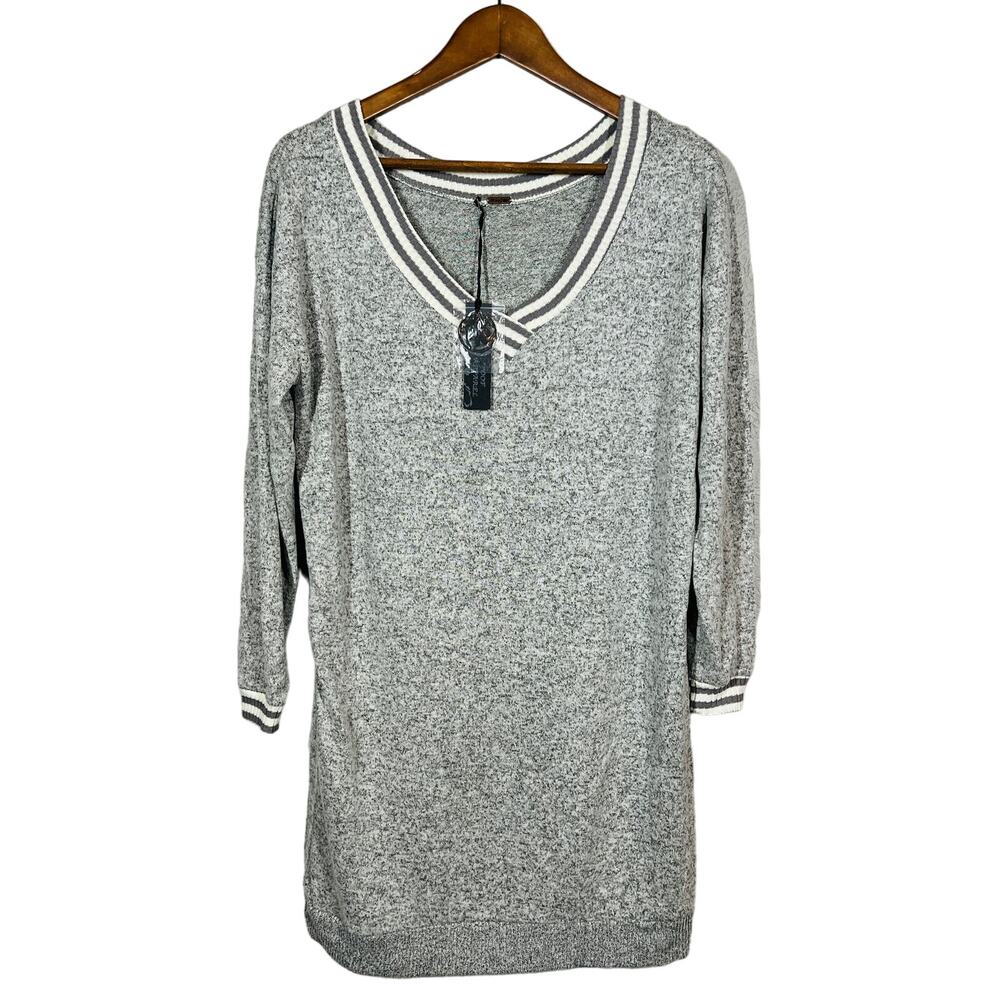 NEW! Poof Apparel Jersey Knit Pullover V Neck Long Sleeve Casual - M